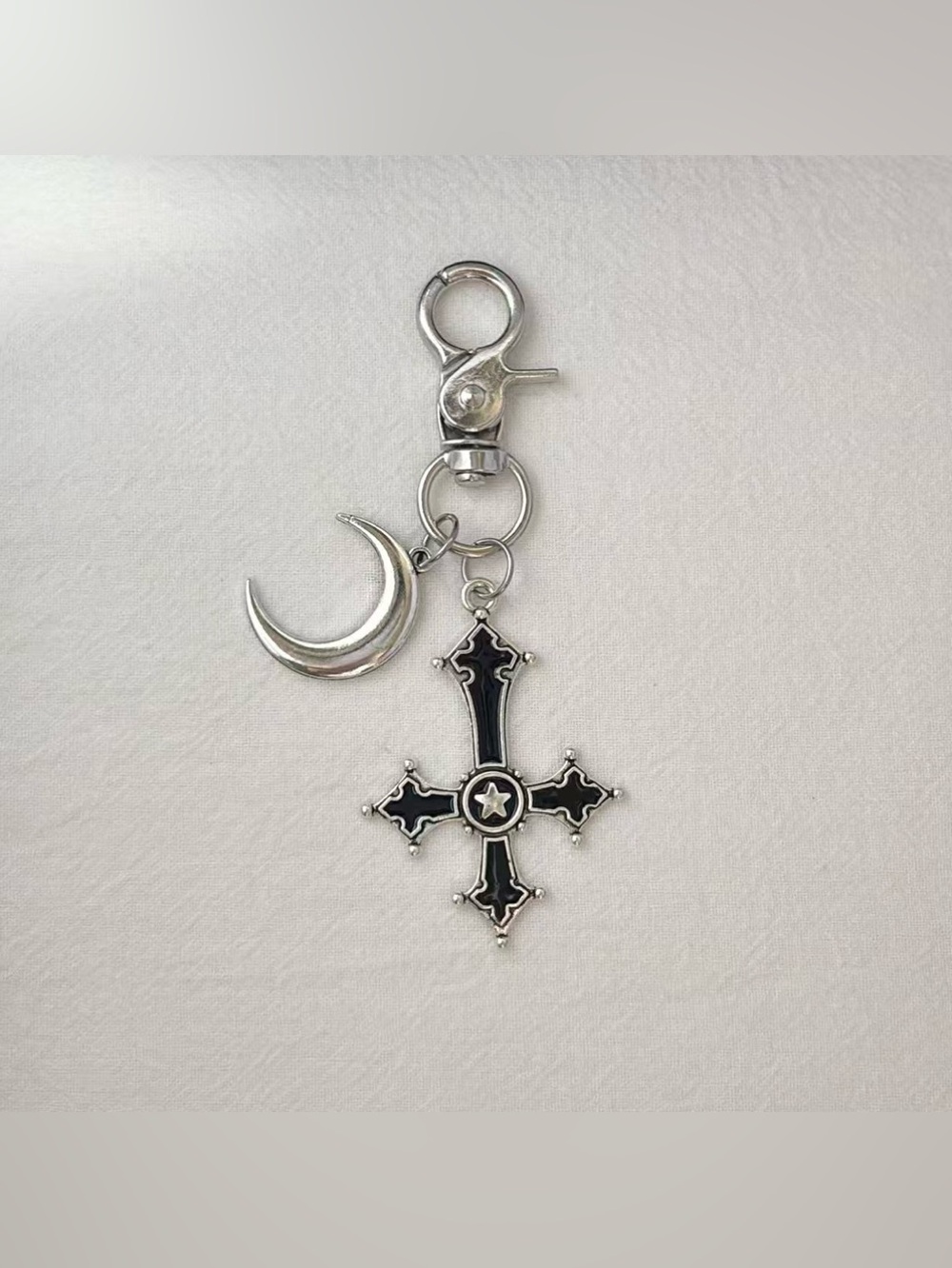 Moon Cross Keychain Charm for Men Women Car Keychain Key Ring Bag Charm